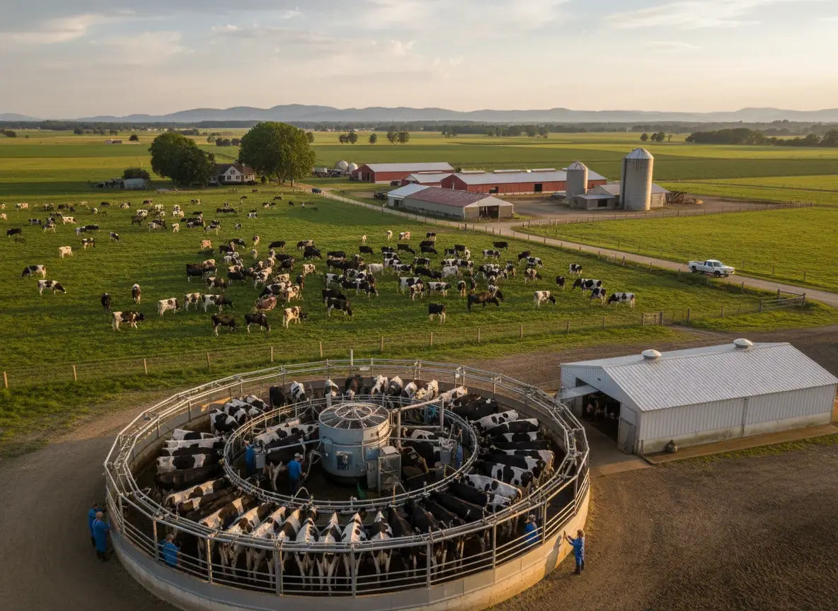 Dairy cattle farming in modern barn