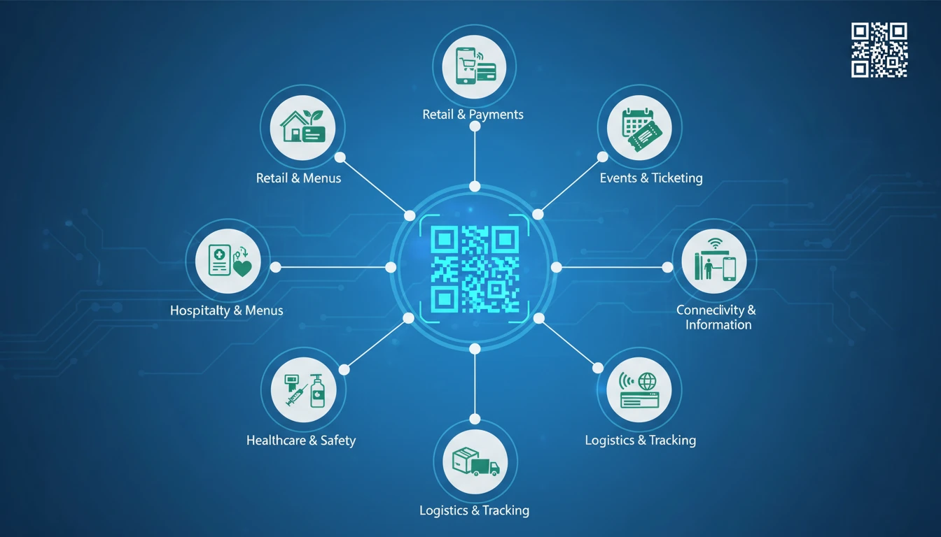 QR Code Generator 2 QR code generator technology infographic showing various applications of QR codes