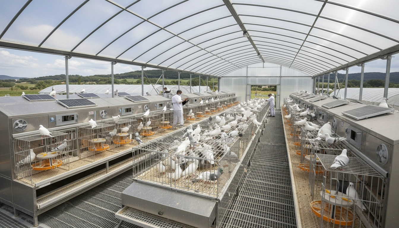 Pigeon Farming 3 Commercial pigeon farming operation showing modern loft design