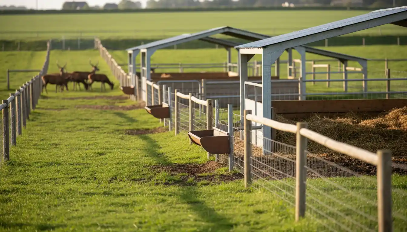 Deer Farming 4 Deer farming infrastructure including fencing and shelter systems for optimal animal welfare