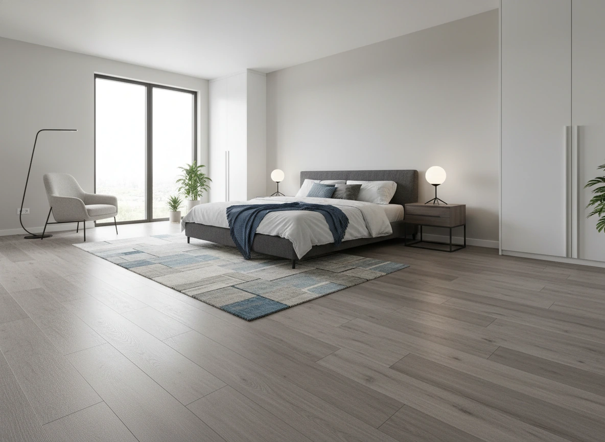 Flooring Calculator (Hardwood, Laminate) 3 Laminate flooring in a contemporary bedroom