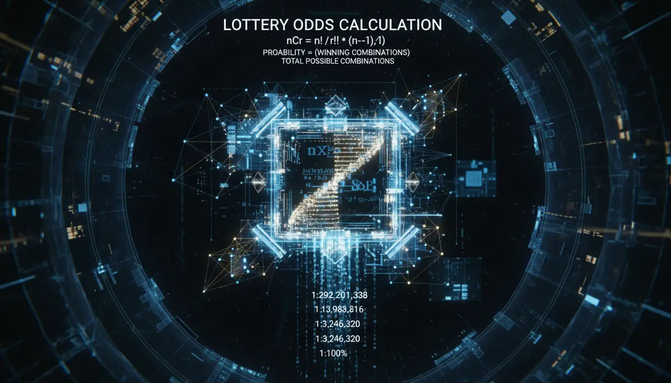 Lottery Odds Calculator 2 Mathematical formula visualization for lottery odds calculation