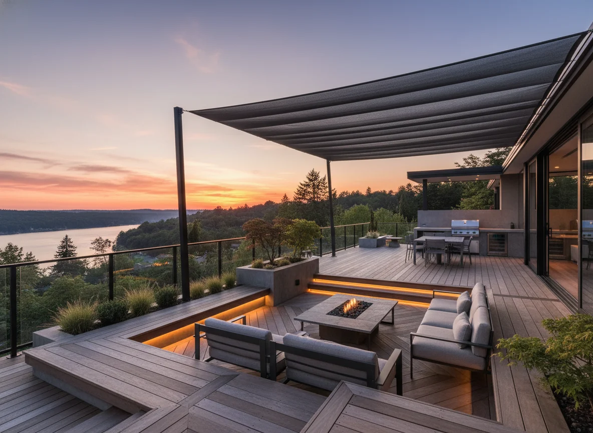 Finished deck with furniture