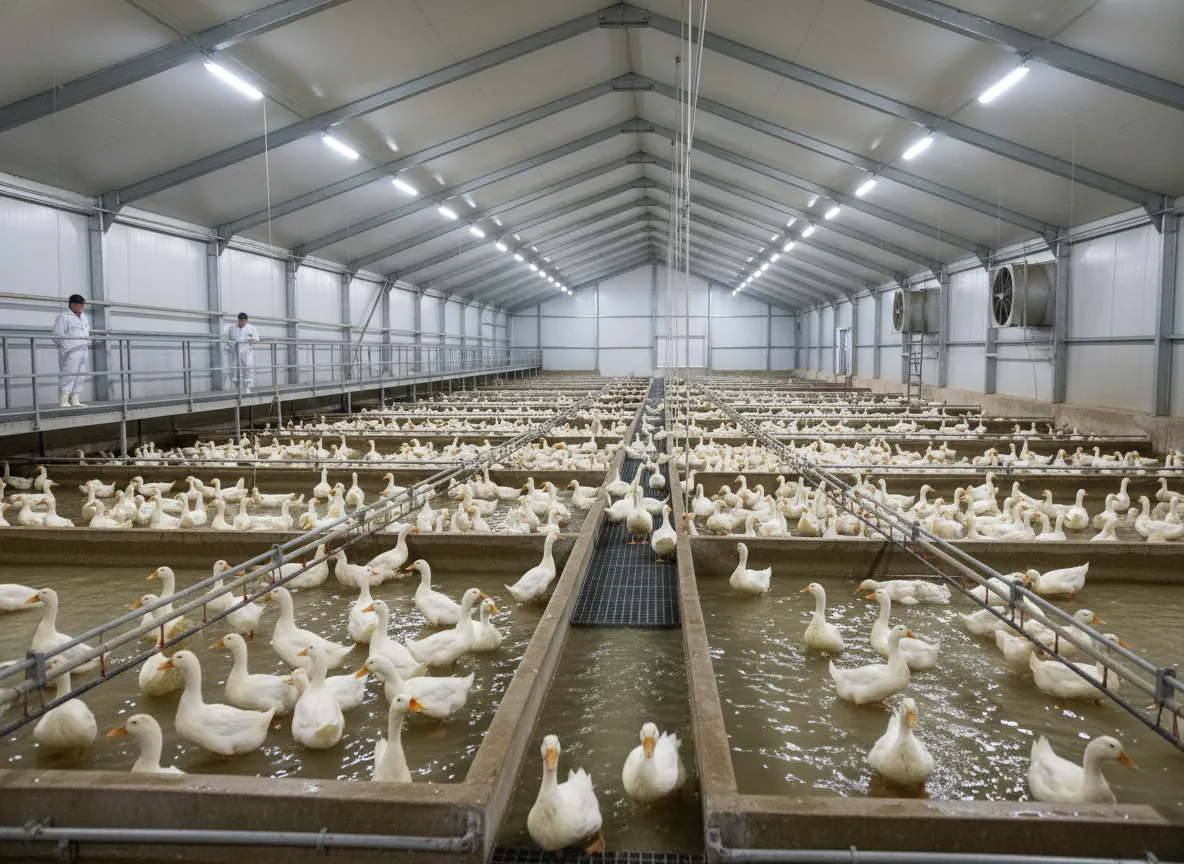 Duck Farming 2 Modern duck farming setup with efficient housing and feeding systems