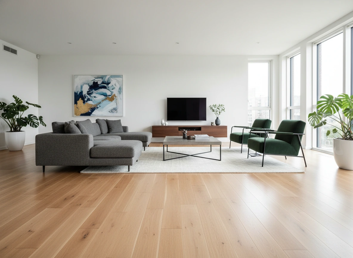 Flooring Calculator (Hardwood, Laminate) 2 Modern hardwood flooring in a living room