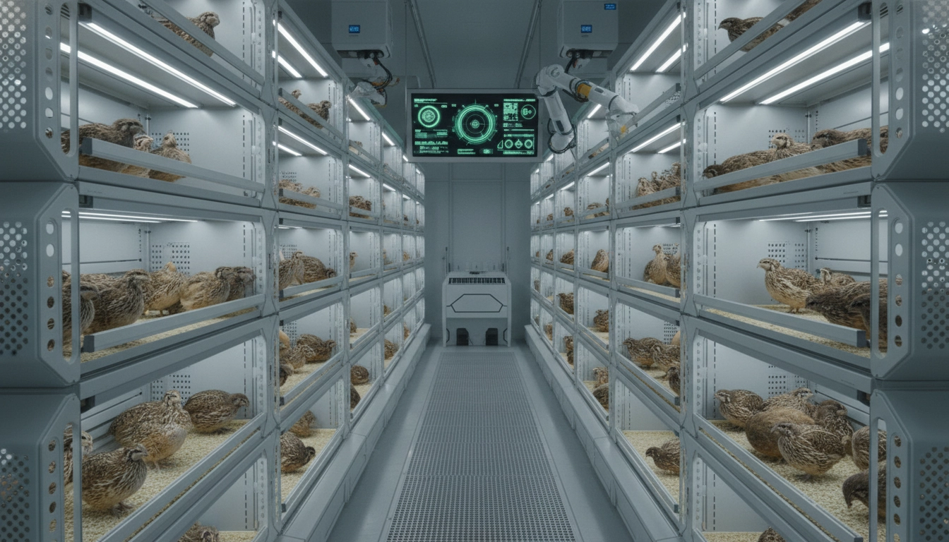 Quail Farming 1 Quail Farming - Modern quail farming operation with healthy birds in clean housing