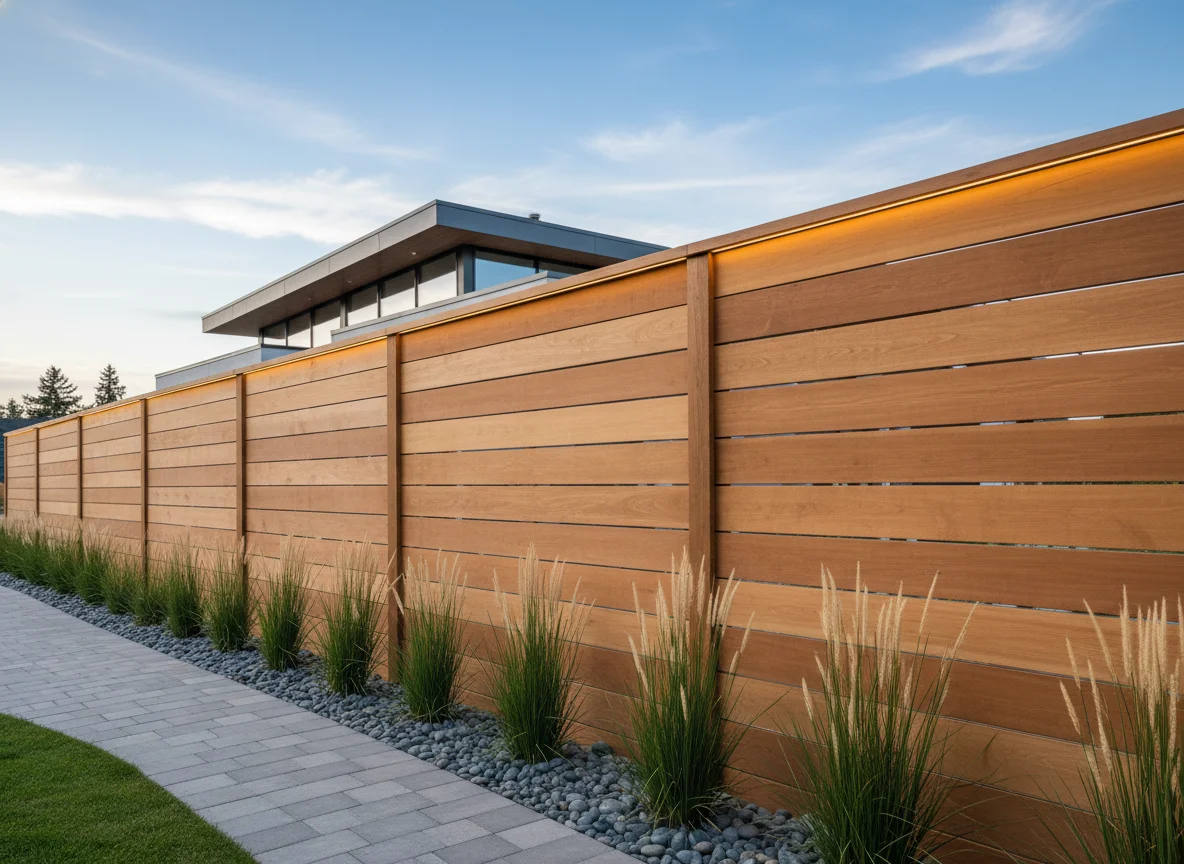 Fence Calculator 2 Modern wooden fence with measurements