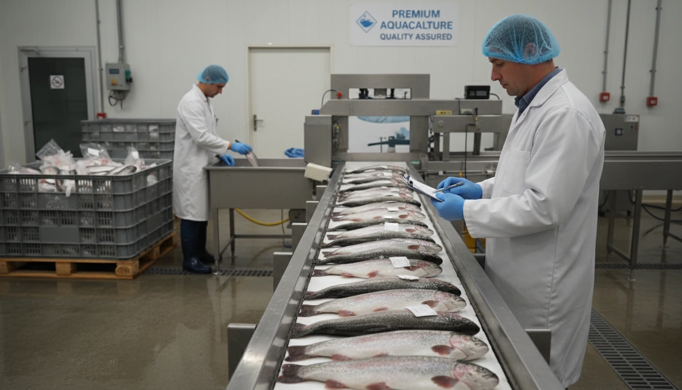 Trout Farming 3 Trout farming harvest and processing showing quality control and packaging