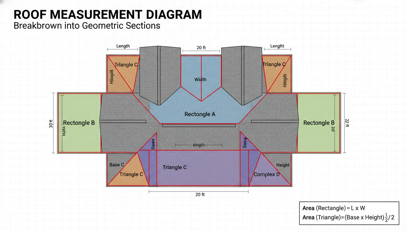 Roof measurement for shingle calculation