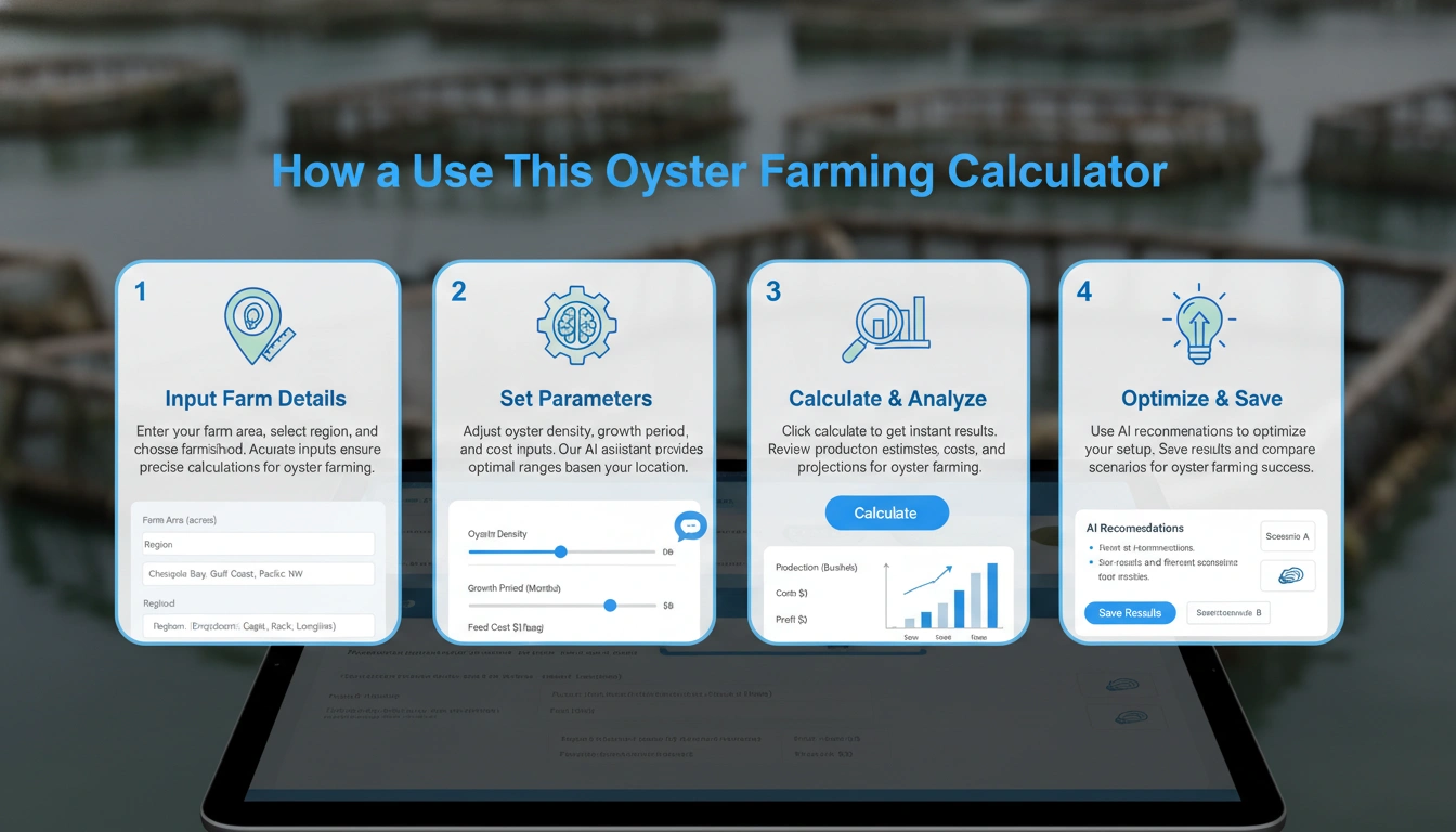 Step by step guide to using oyster farming calculator with visual instructions