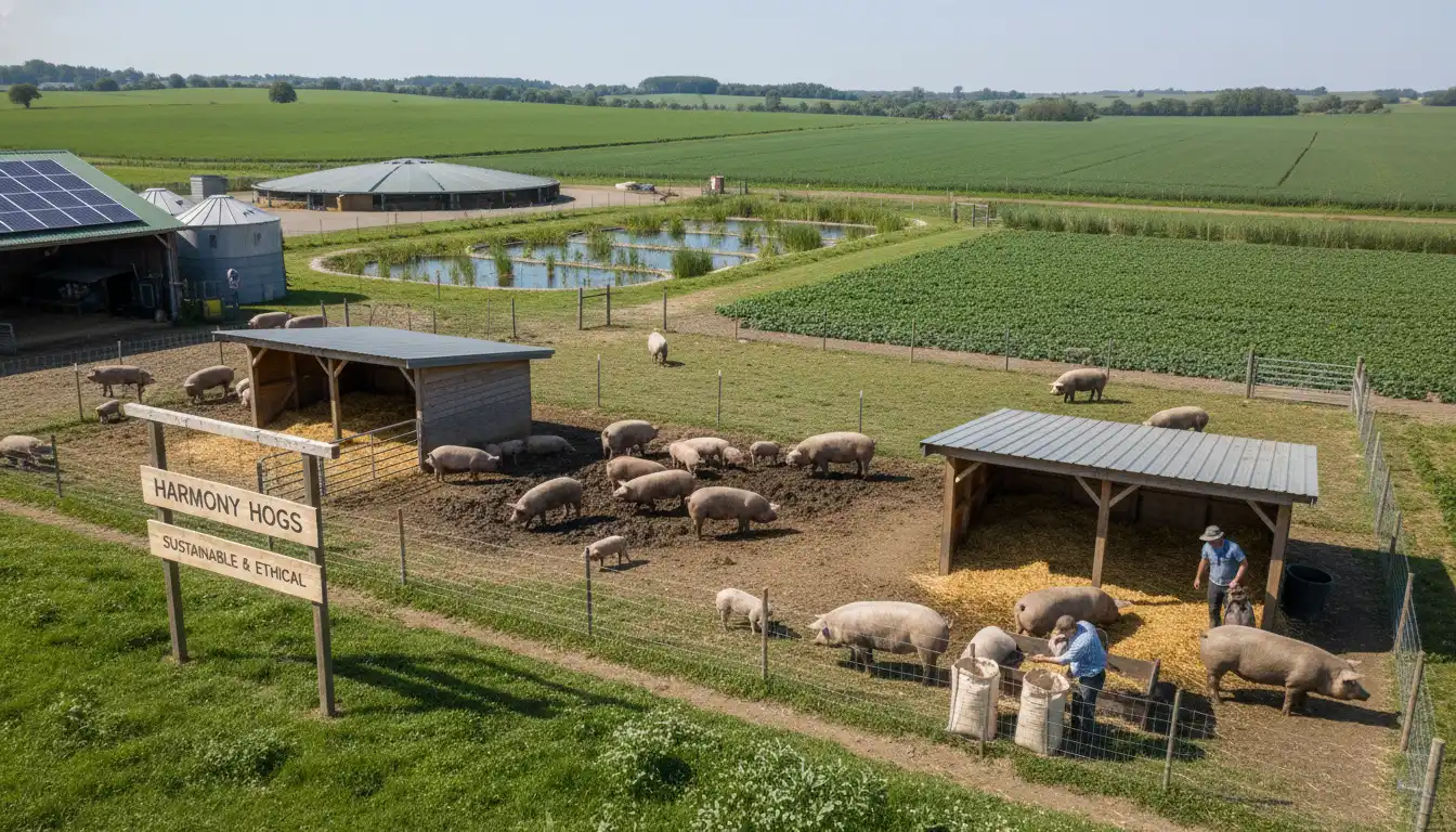 Pig Farming 4 Sustainable pig farming practices showing animal welfare and environmental considerations