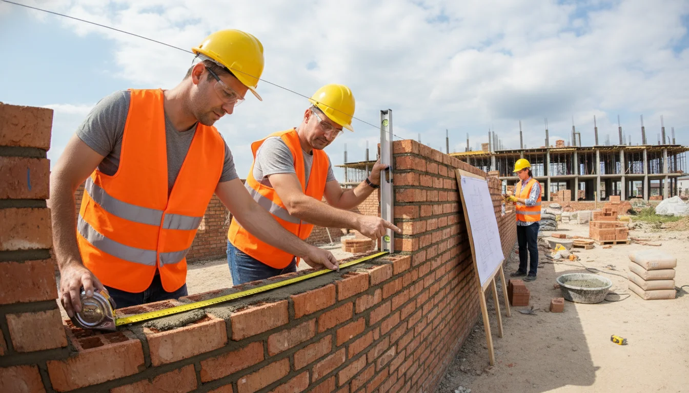 Bricks Calculator - Visual representation of brick wall construction and measurement techniques